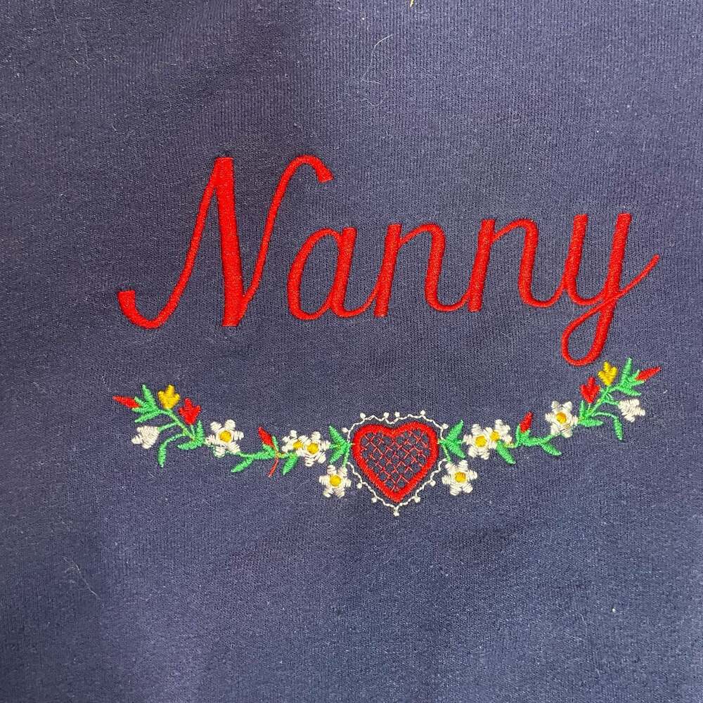 Jerzees Nanny Embroidered Sweatshirt Navy Crewneck Mens XL - Picture 4 of 5